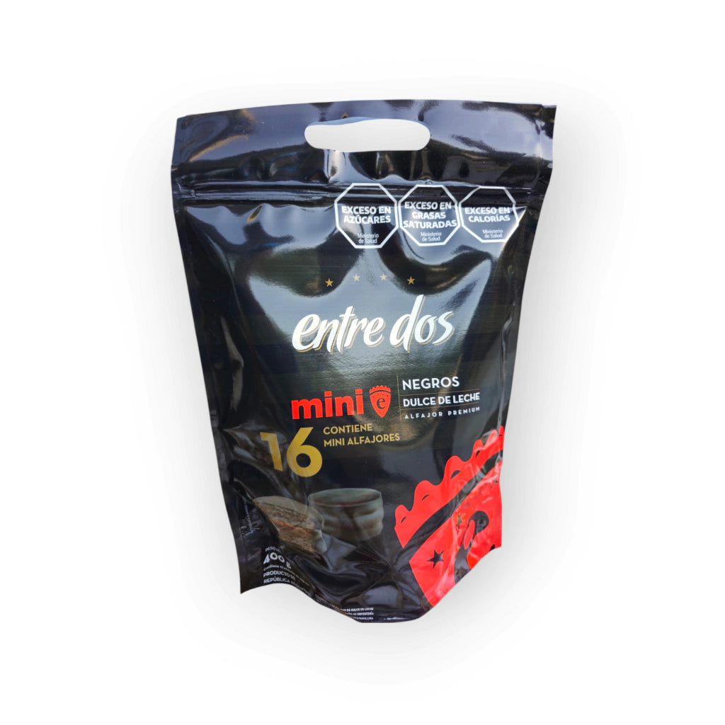 Entre Dos - Mini Dark Chocolate Alfajores With Dulce de Leche 16u. 400g/0.88lb