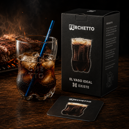 Vaso Fernet / Fernet Glass Cup Ferchetto with Coaster and Mixer
