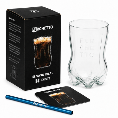 Vaso Fernet / Fernet Glass Cup Ferchetto with Coaster and Mixer