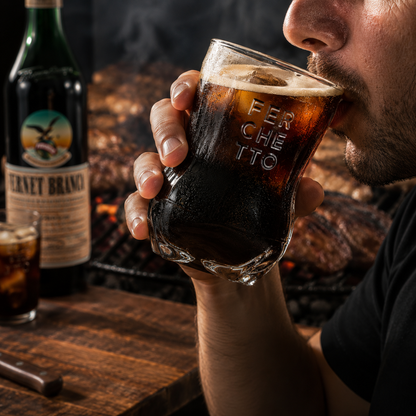 Vaso Fernet / Fernet Glass Cup Ferchetto with Coaster and Mixer