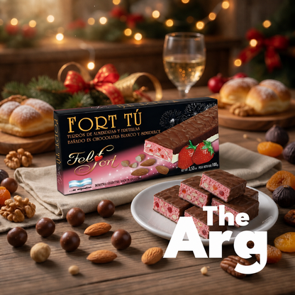 Felfort Fort Tu Strawberry Almond Nougat Bar 100g (3.53 oz) | Argentine Christmas Candy
