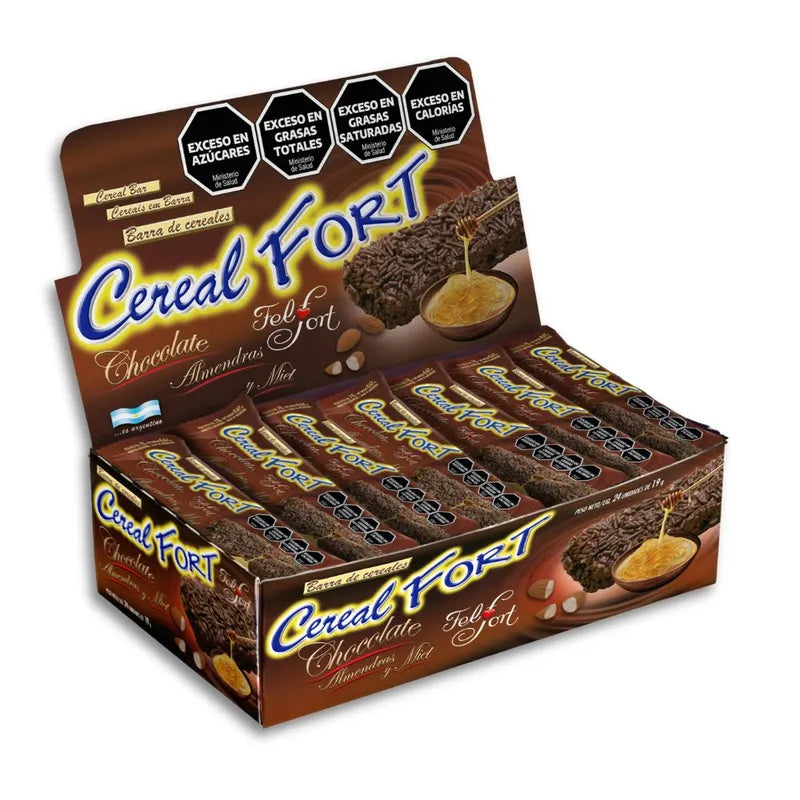 Felfort Cereal Fort - Cereal Bar with Chocolate, Almonds & Honey – 19g (Box of 24u.)