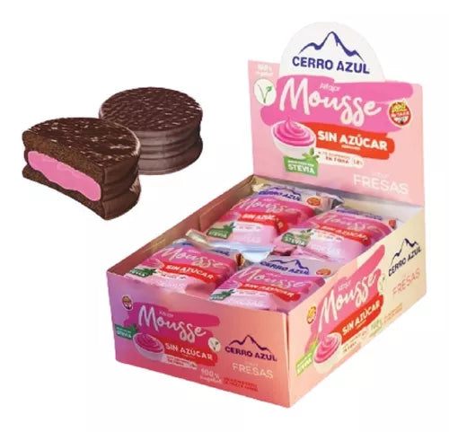 Vegan Alfajor - Dark Chocolate Filled With Strawberry Mousse By Cerro Azul x12 Units.