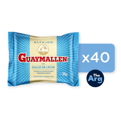Guaymallén White Chocolate Alfajor with Dulce de Leche | Box of 40 (38g Each)