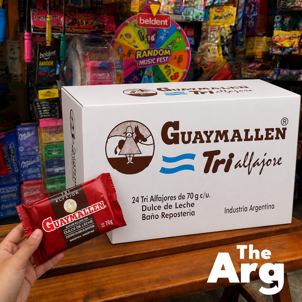 Guaymallén Triple Alfajor Milk Chocolate with Dulce de Leche 70g (Box of 24 Units)