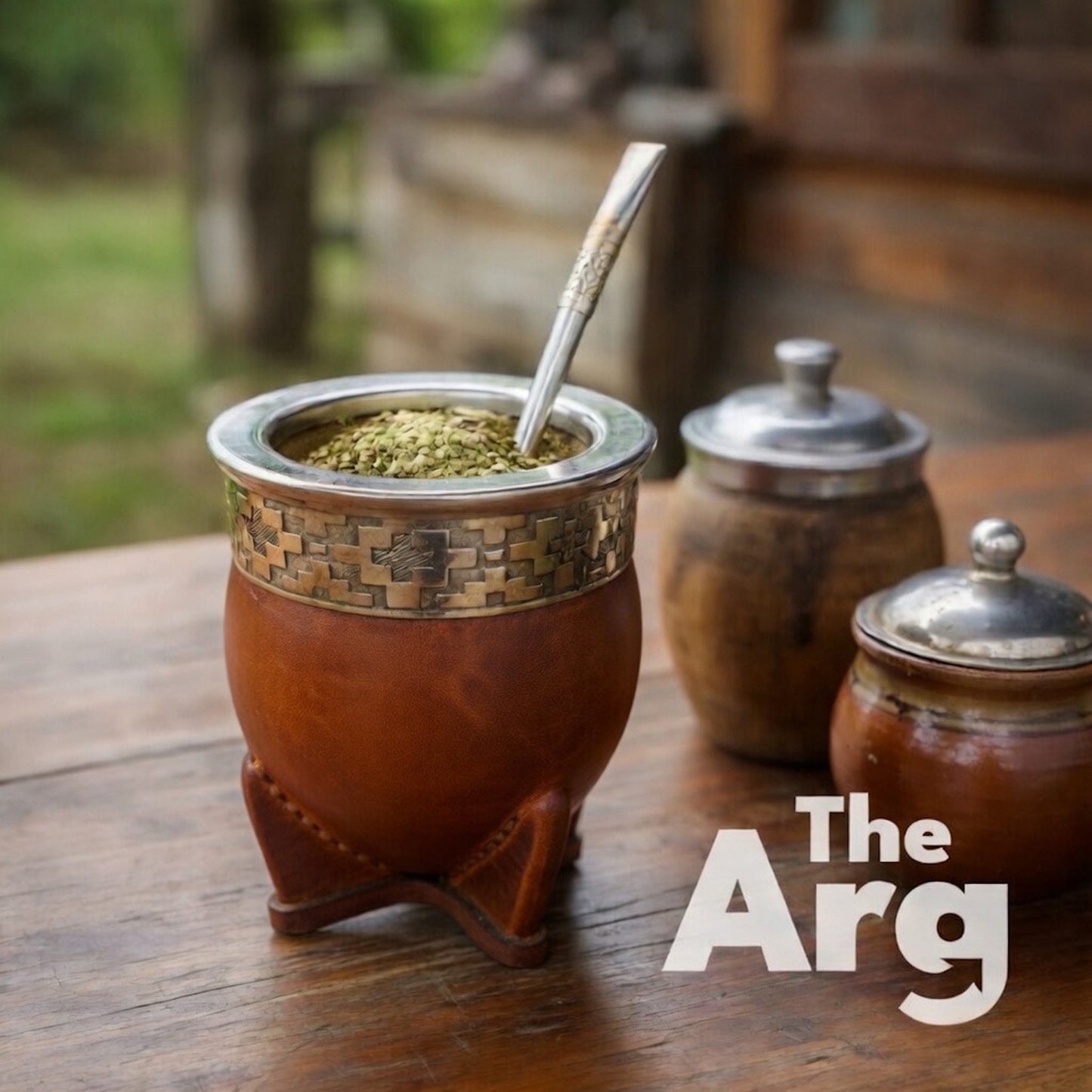 Imperial Pampa Brown Leather Mate with Alpaca Rim & Steel Straw | Premium Argentine Gourd Set