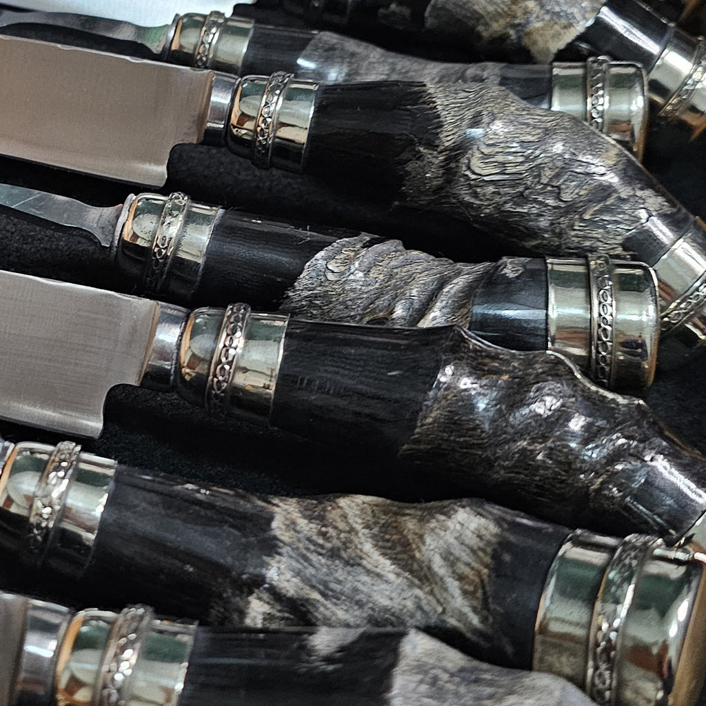 Exclusive Black Antelope Horn Cutlery Set with Double Alpaca - Handcrafted Argentine Artistry