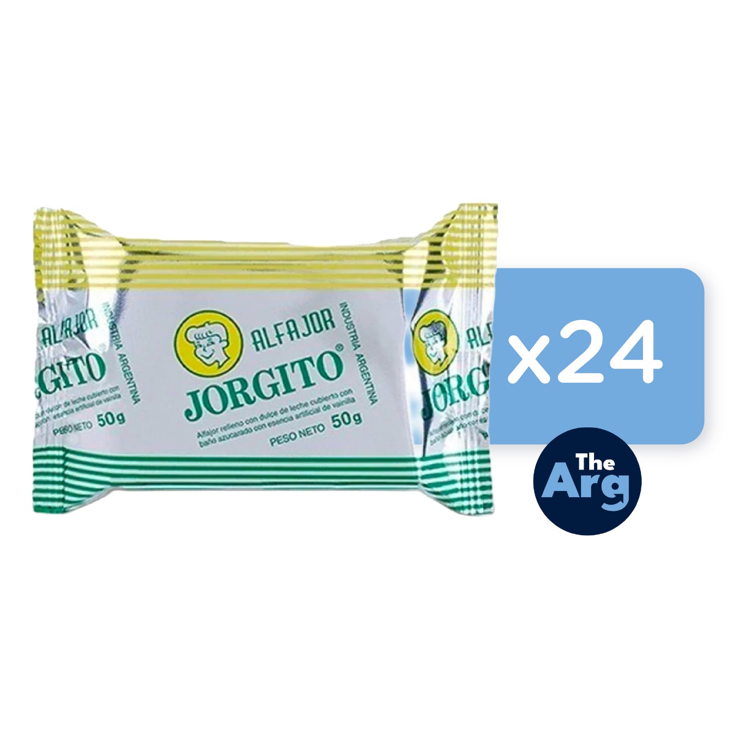 Jorgito Alfajor with Dulce de Leche and Italian Meringue Coating Box of 24
