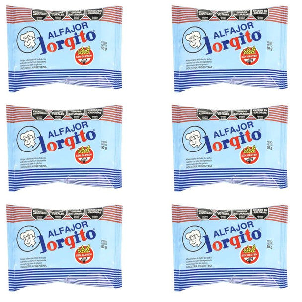 Alfajor Jorgito Gluten-Free - Dark Chocolate Coated with Dulce de Leche Filling 50g/1.76oz (Pack of 6u.)