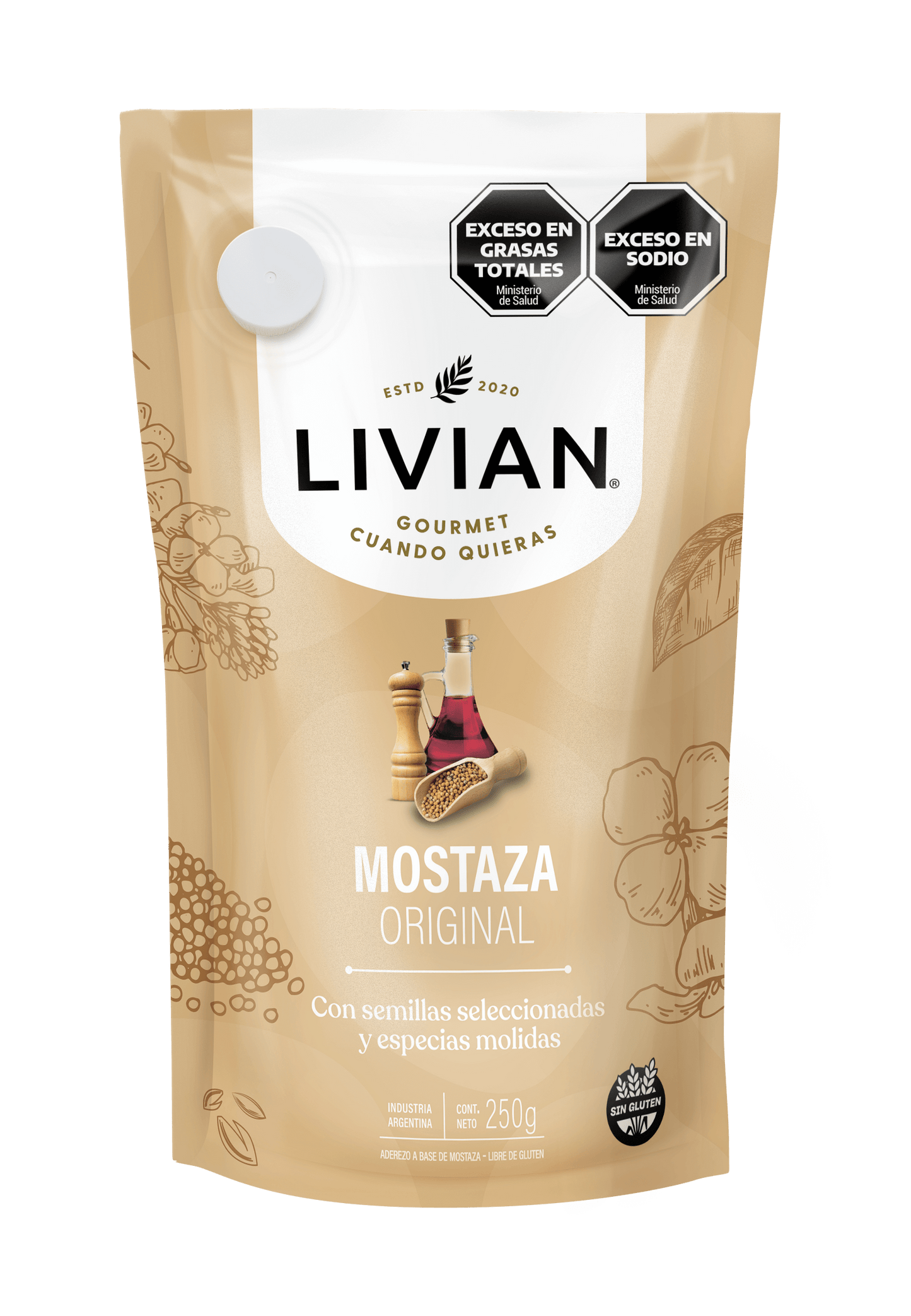 Livian Original Mustard 250 g (8.8 oz) – Premium Argentine Mustard with Selected Seeds & Spices
