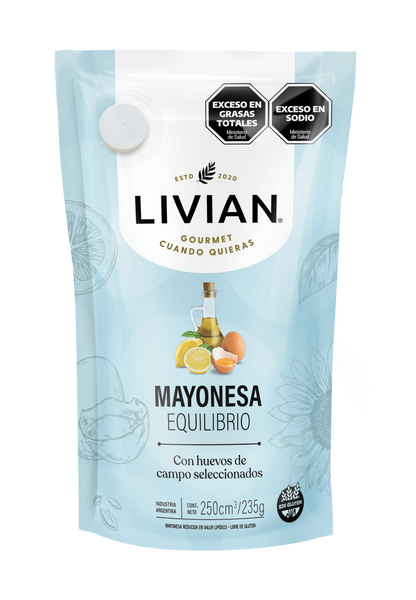 Livian Light Equilibrio Mayonnaise 235 g (7.9 oz) – Low-Calorie Argentine Mayonnaise