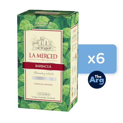 La Merced Barbacuá Yerba Mate 6 Pack (3kg Total) | Premium Smoked Argentine Mate Tea with Stems