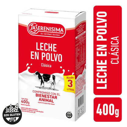 La Serenísima Classic Powdered Milk Glutten Free 400g/0.88lb