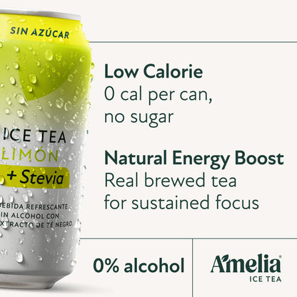 Amelia Ice Tea Lemon & Stevia | Sugar-Free Ready-to-Drink Iced Tea Six-Pack