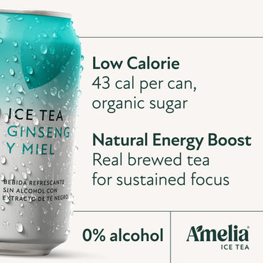 Amelia Ice Tea Ginseng & Honey | Ready-to-Drink Iced Tea Six-Pack