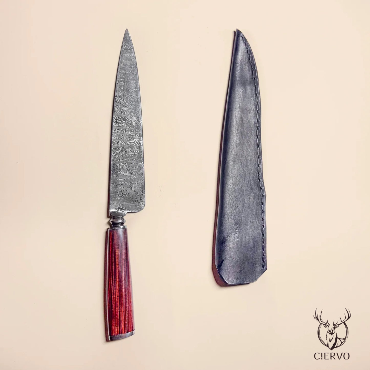 Ciervo Damascus Field Knife – Jacaranda Wood