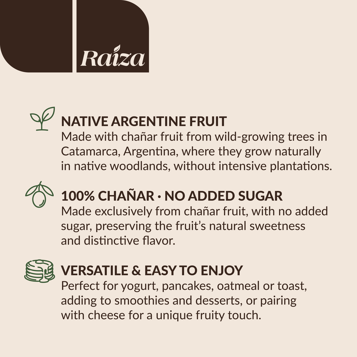 RAIZA Arrope de Chañar - 100% Chañar Fruit Syrup 430g (0.94 lb) No Added Sugar