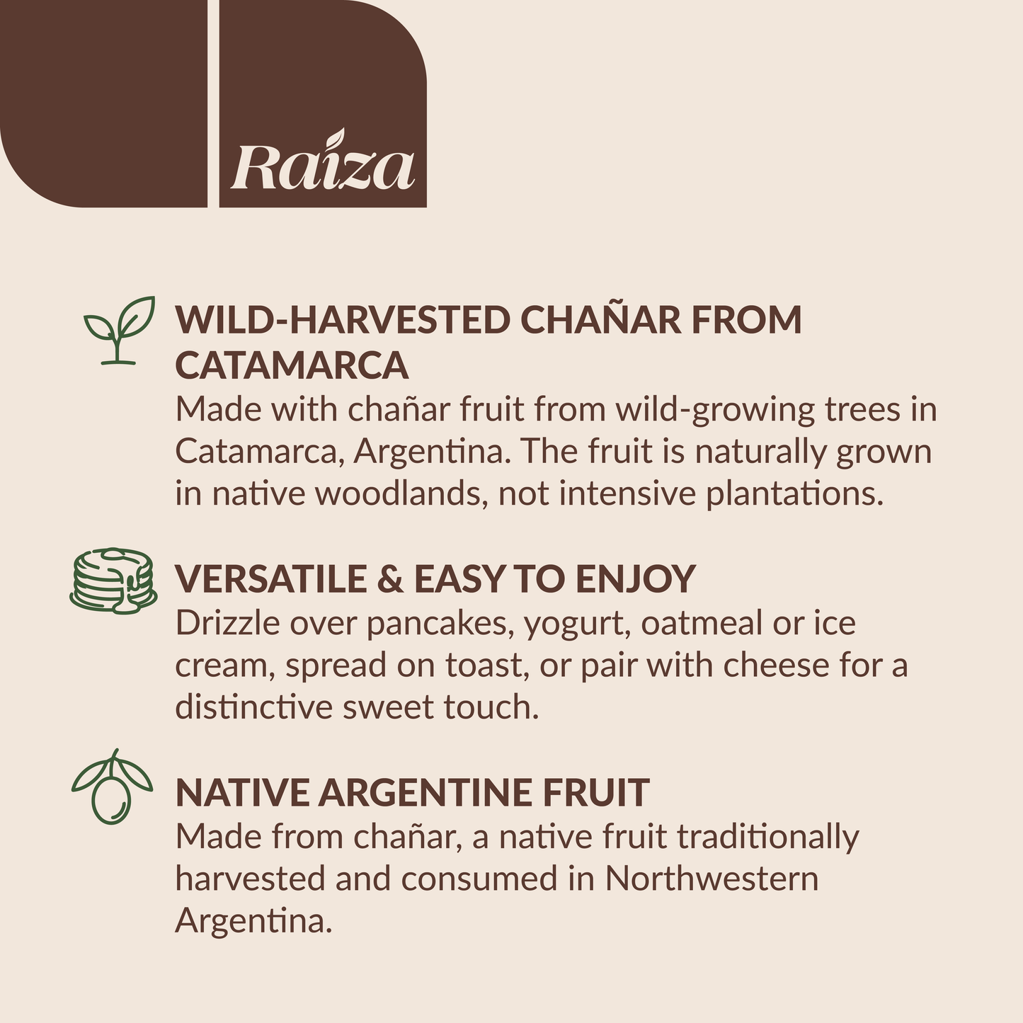 RAIZA Arrope de Chañar - Chañar Fruit Syrup 430g (0.94 lb)