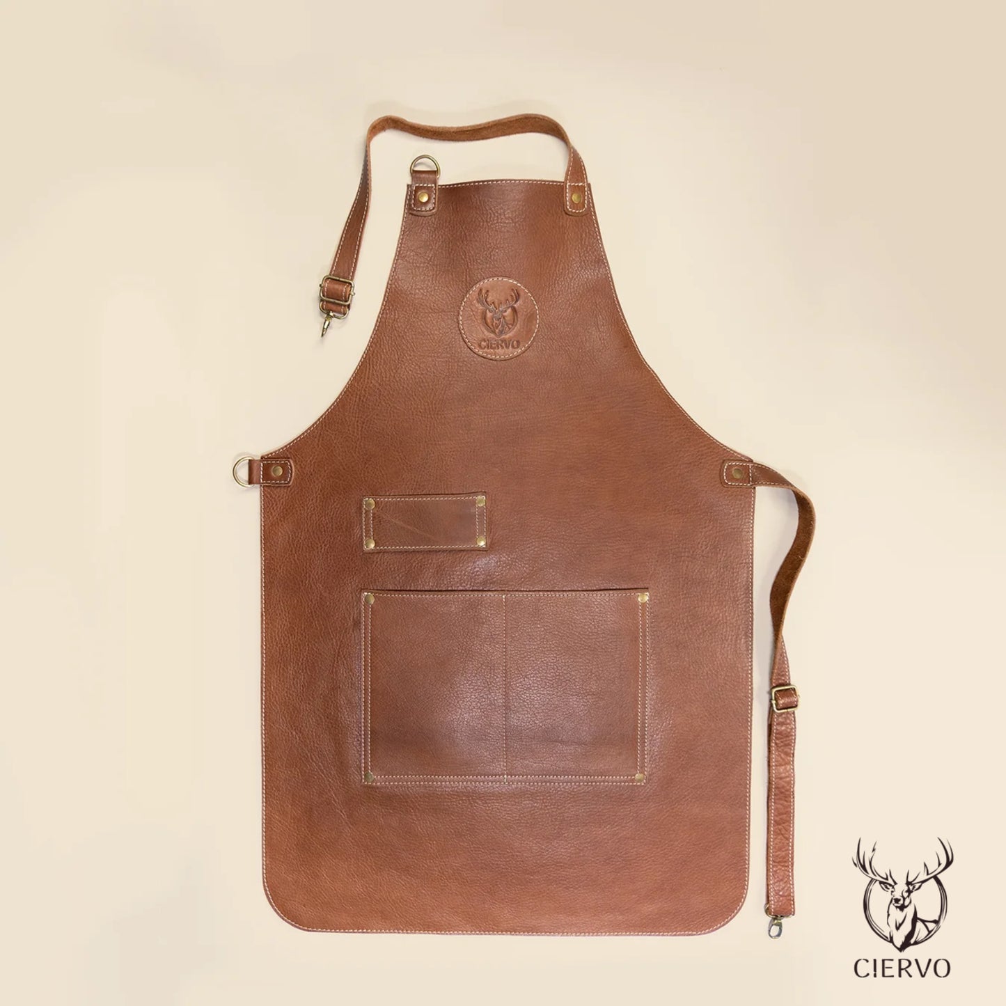 Chocolate Brown Genuine Leather BBQ Apron – Handmade Argentine Asador Apron