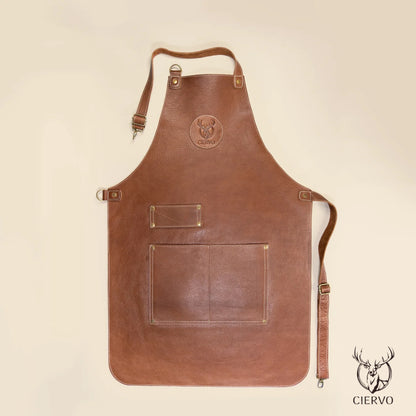 Chocolate Brown Genuine Leather BBQ Apron – Handmade Argentine Asador Apron