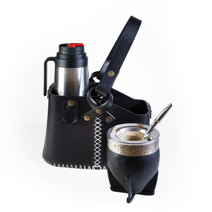 Black Leather Mate Bag | Traditional Argentine Carry Bag