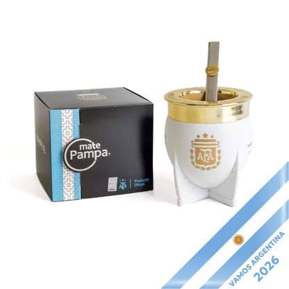 White Mate Argentina World Cup Champions Edition Golden Rim