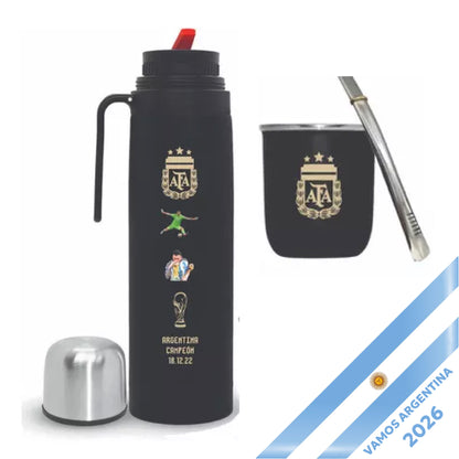 Black Mate Set Messi + Dibu + AFA Shield + World Cup