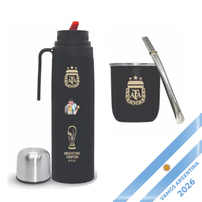 Black Mate Set Messi + AFA Shield + World Cup