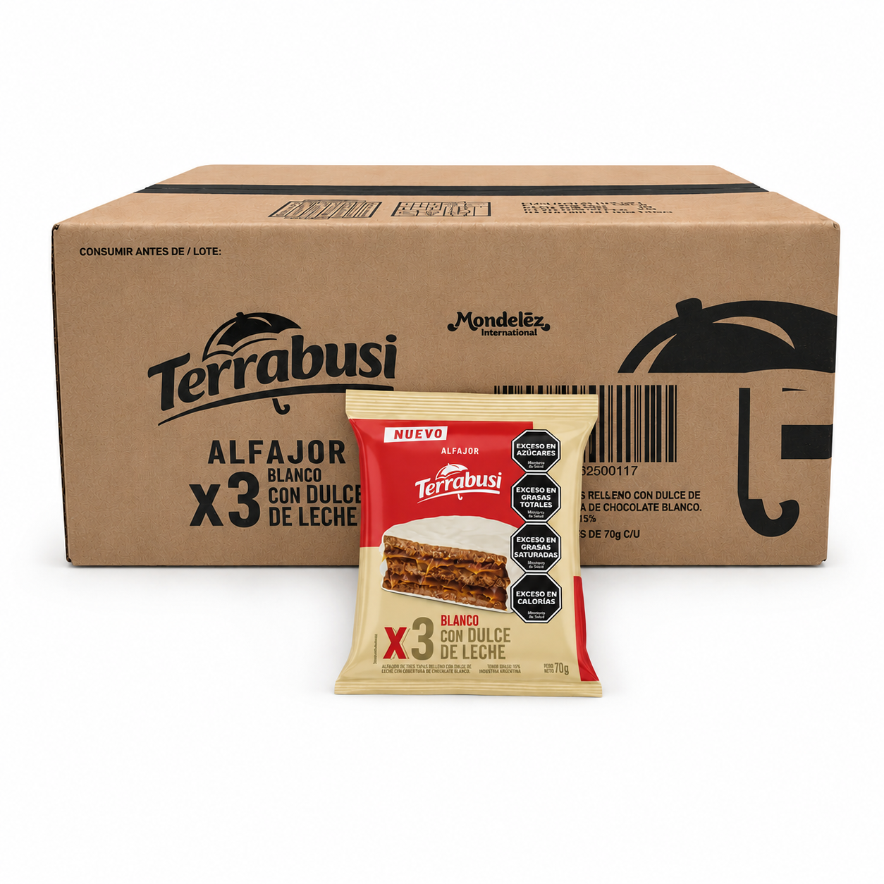 Terrabusi Triple White Alfajor Box 36 Units 70g