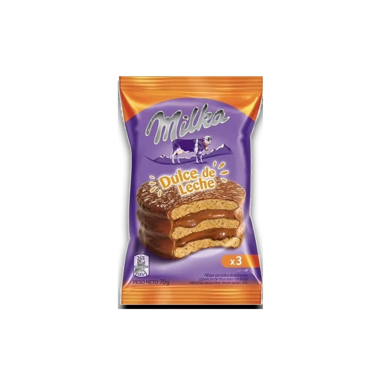 Milka Triple Alfajor with Dulce de Leche 70g / 2.4 oz | Chocolate Covered Cookie