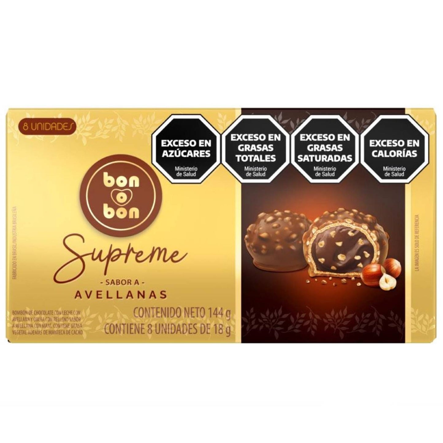 Bon o Bon Supreme Hazelnut Chocolate Wafer Bonbons 144 g (8 x 18 g) by Arcor