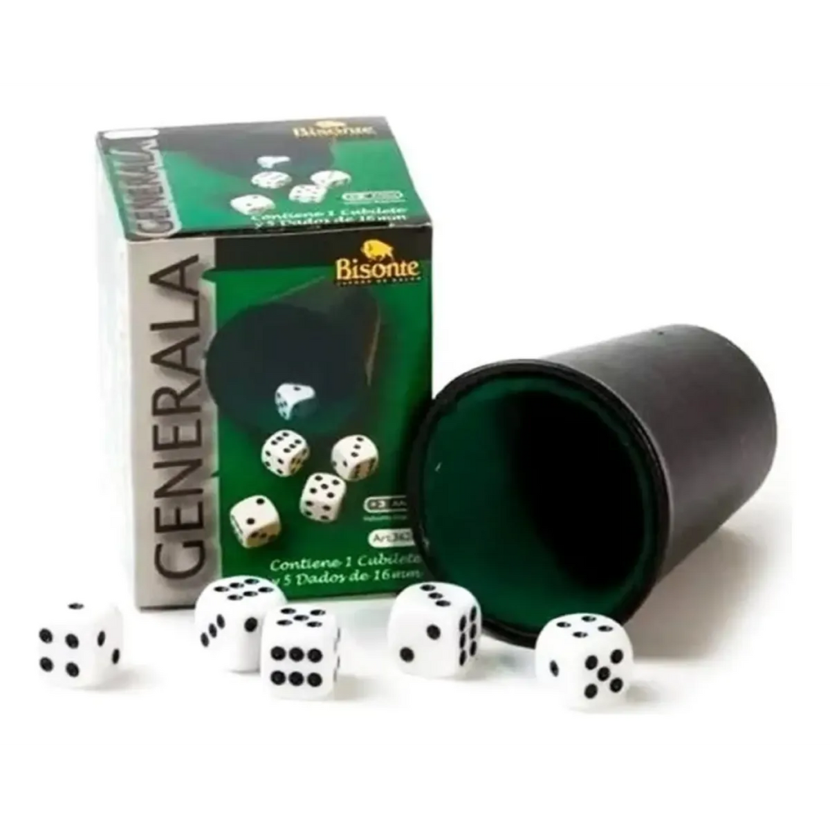 Bisonte Generala Green Box Game | Plastic Dice Cup