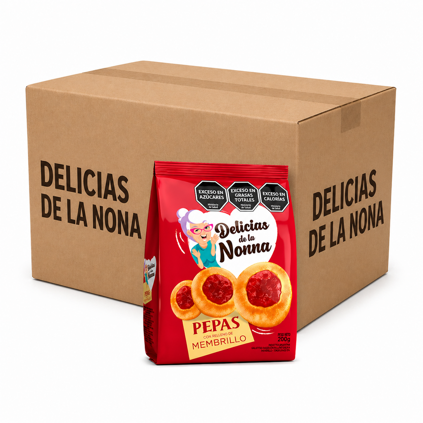 Delicias de la Nonna Pepas Cookies with Quince Filling 180g (Box of 24)