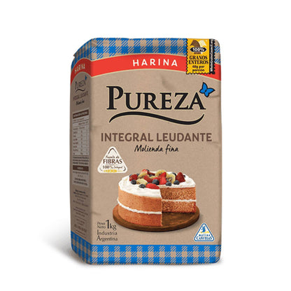 Pureza Whole Wheat Self-Rising Flour Fine Grind 1kg | Argentine Stone Milled Flour