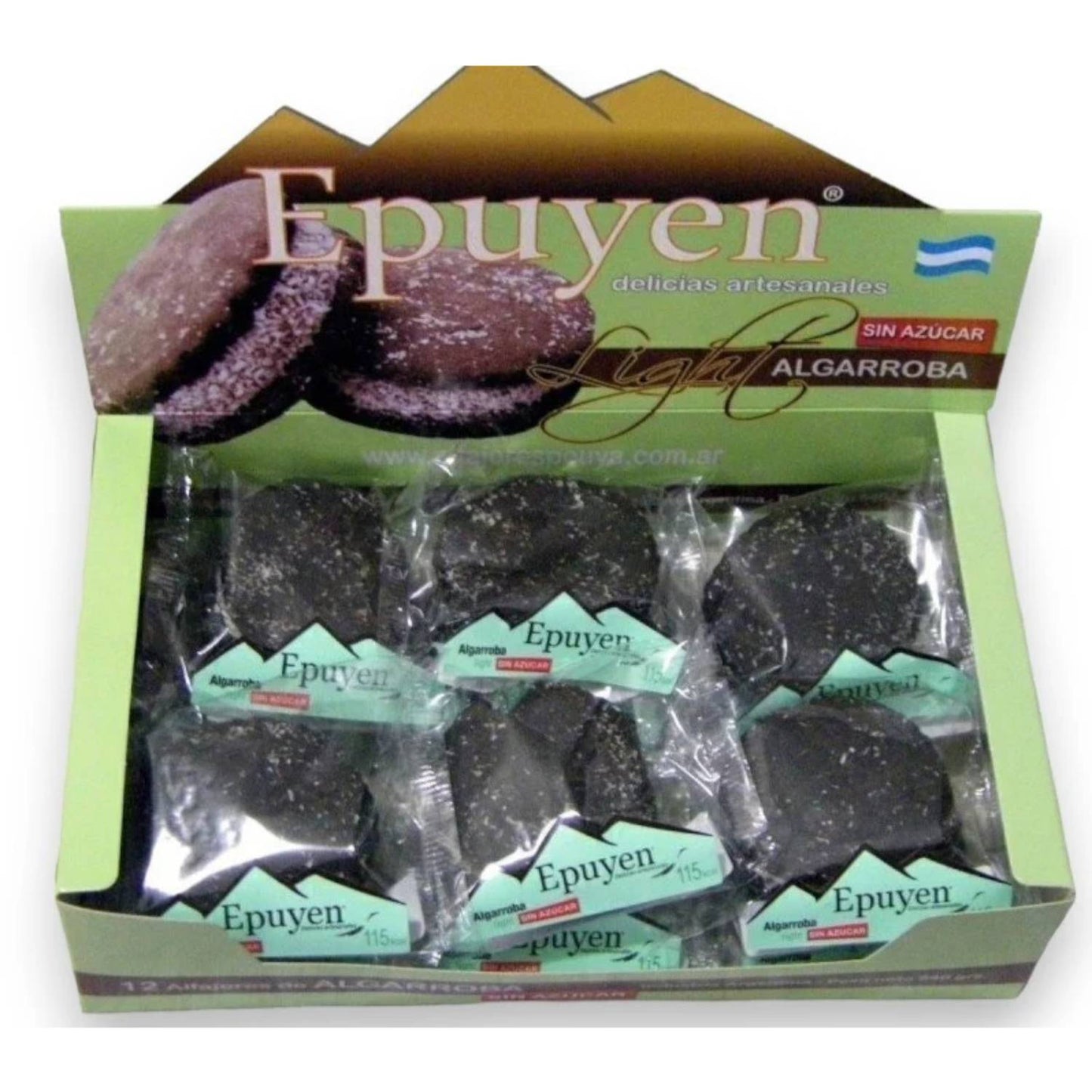 Epuyen Carob Alfajores Light with Dulce de Leche | Sugar-Free 12 Pack (600g / 1.32 lb)