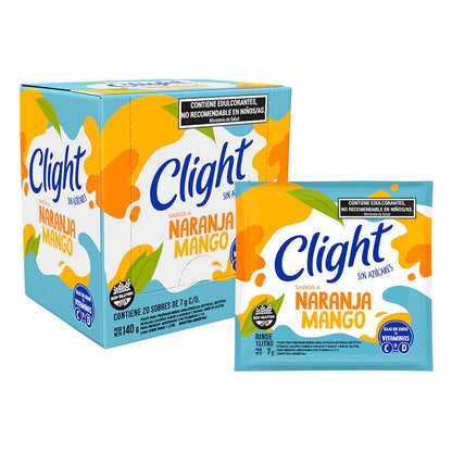Clight Sugar Free Powdered Juice Orange Mango Flavor | Box of 20 Sachets 160 g / 5.6 oz