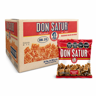 Don Satur Classic Sweet Biscuits 200g (Box of 30) | Argentine Bizcochos Dulces