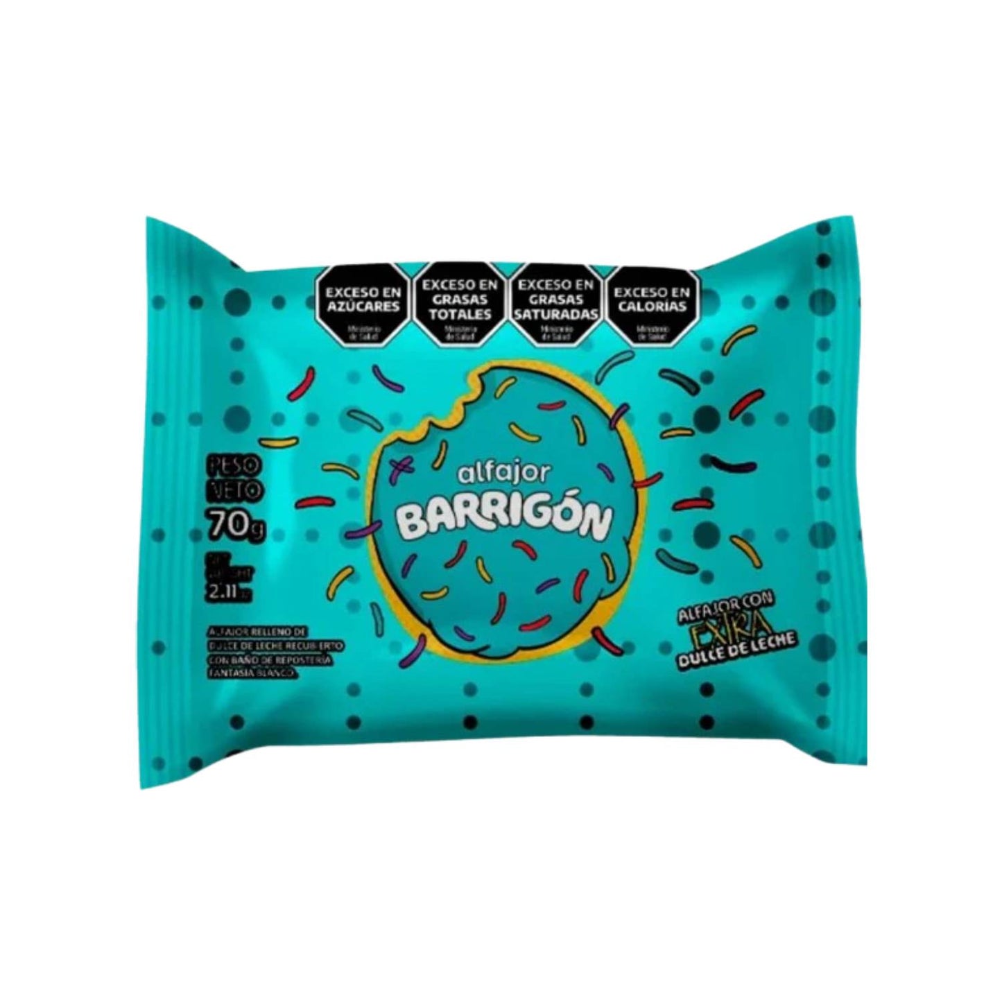 Barrigón Blanco Alfajor with Dulce de Leche Filling and Icing Coating 70g