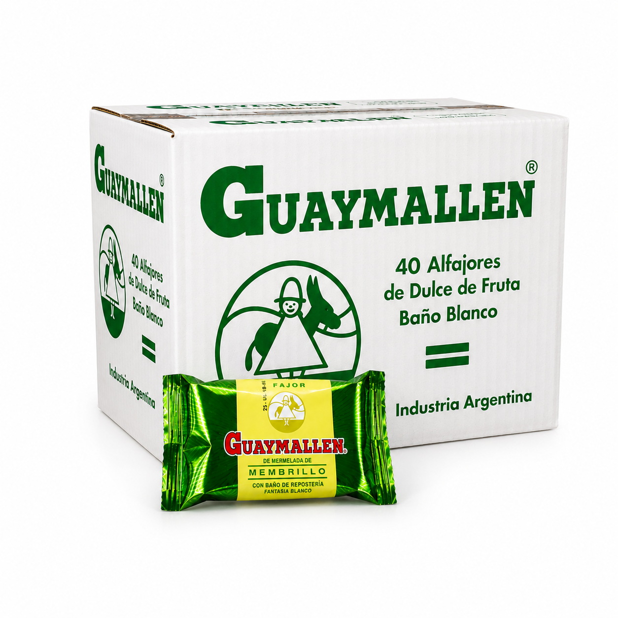 Guaymallén White Alfajor with Quince Jelly Box of 40 Units 38g
