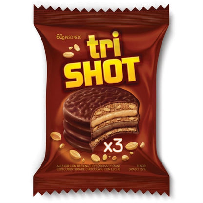 Trishot Triple Alfajor with Peanut Butter & Chocolate Mousse (60g / 2.11 oz)