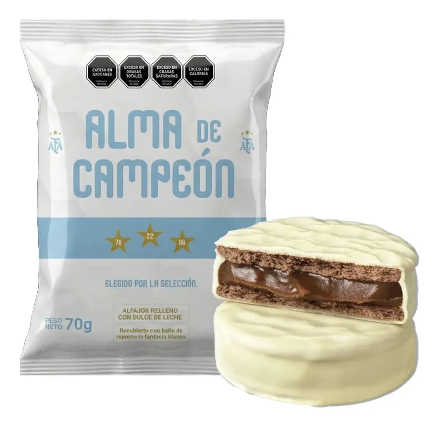 Alma de Campeón White Fantasy Alfajores Box 12 Units | Argentine Sweet Cookies