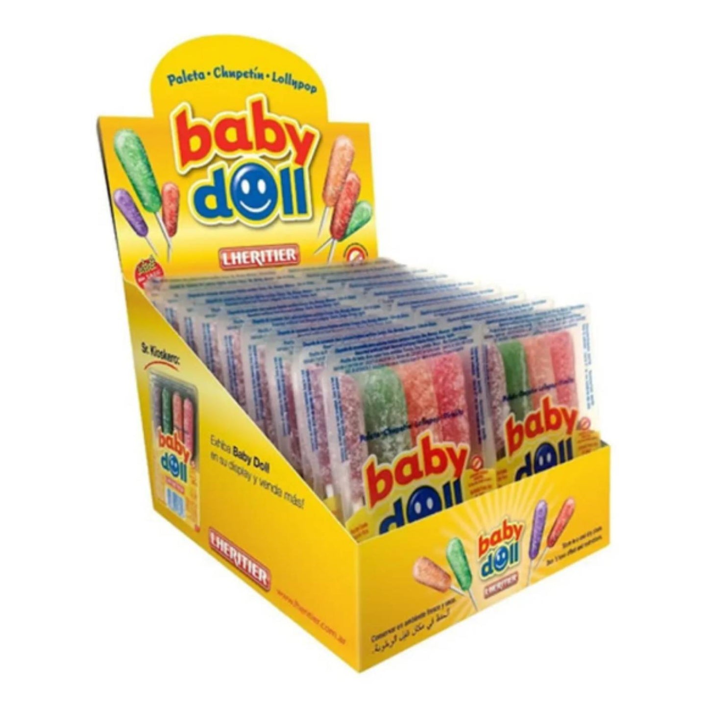 Lheritier Baby Doll Assorted Flavor Lollipops Pack of 12 | 432g