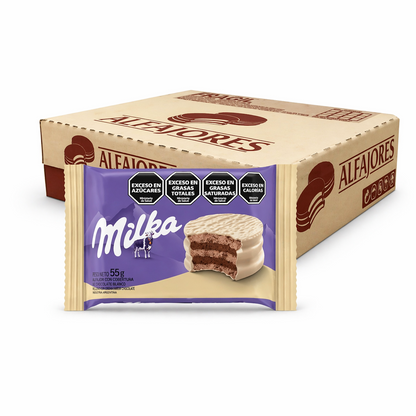 Milka Triple White Cookie Alfajor with Chocolate Mousse | Box of 36 (55 g each)