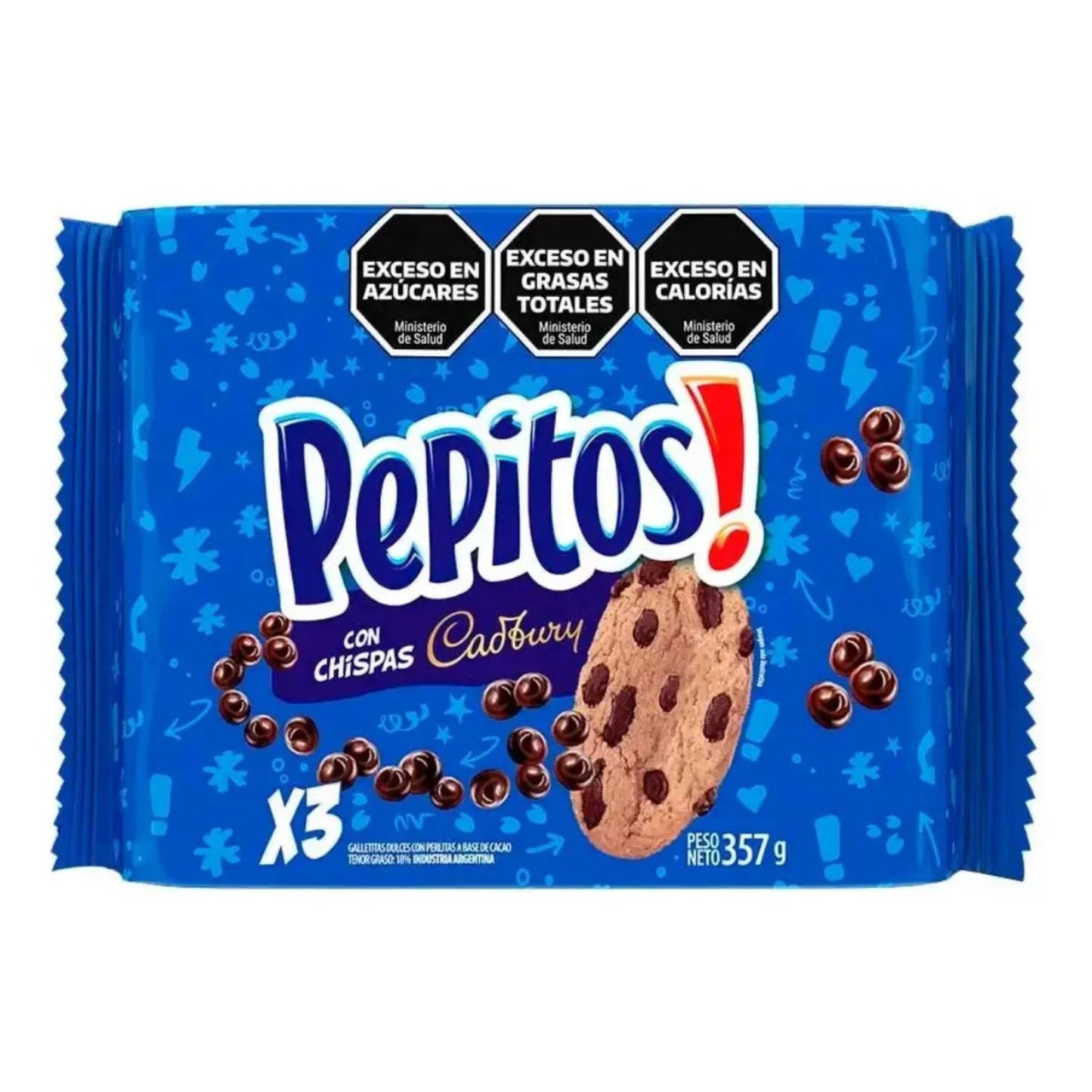 Pepitos Chips Ahoy! Chocolate Chip Cookies 357g / 12.6 oz (Pack of 3) | Argentine Classic Cookies
