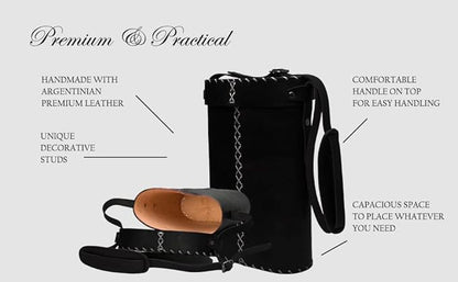 Matera de cuero - Bolsa para yerba mate, mate y termo - Negro