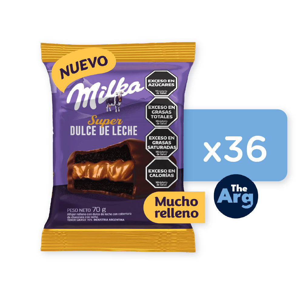 Milka Super Dulce de Leche Alfajor Milk Chocolate Covered – 36 Count Pack