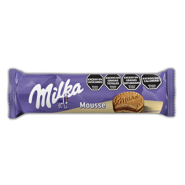 Milka Galletitas Mousse Sweet Vanilla Cookies with Chocolate Mousse Filling, 116 g / 4.1 oz ea