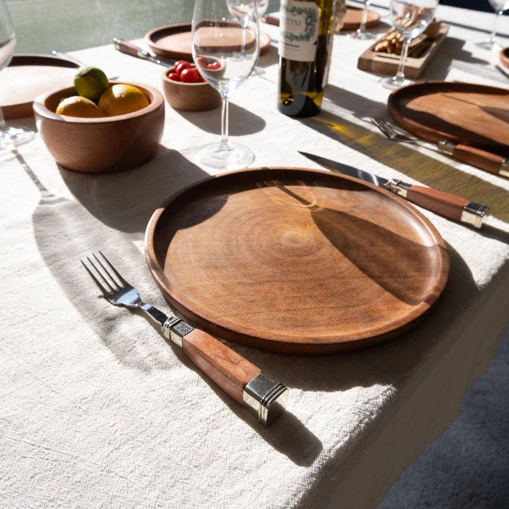 Square Wood Handle with Double Alpaca of 12 pieces for 6 guest