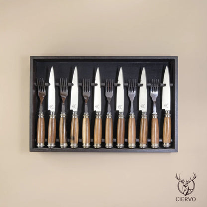 Round Wood Handle with Double Alpaca of 12 pieces for 6 guest