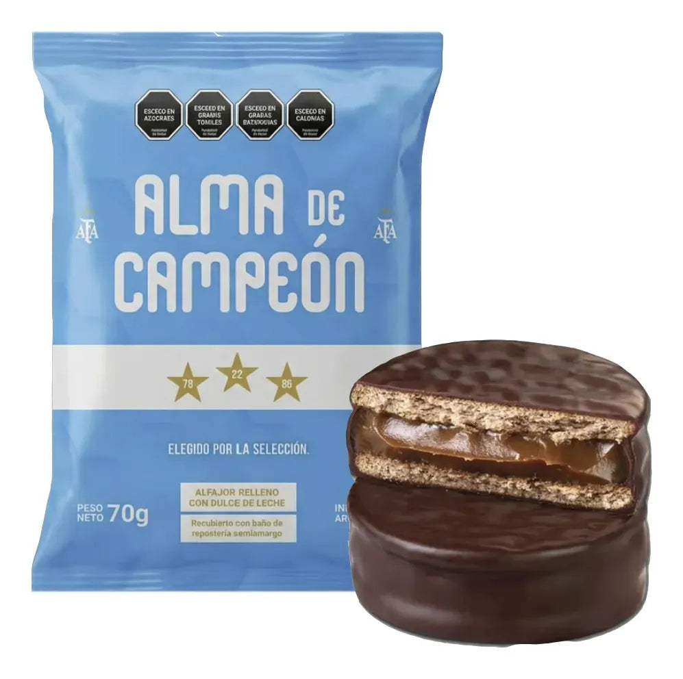Alma de Campeón Dark Chocolate Alfajores Box 12 Units | Argentine Chocolate Cookies